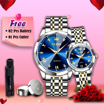 Olevs  Stainless Steel fashionable  Couple watches Silver Blue